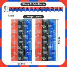 Spider Web Birthday Decorations 3 Pack - Spider Party Supplies 3.3x6.6ft With Pre-Strung Banner - Tinsel Foil Fringe Curtain Backdrop, Spidey Birthday Decorations With Red Blue Black Streamers For Boy - Mạng nhện - Xem 2