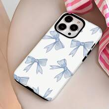 Blue Bow Mobile Phone Case, Designed With Delicate Ribbon Patterns And Soft Hues, Suitable For IPhone 16, 15, 14, 13, 12 And 11 Pro Models, Made Of TPU Material, And Provides Shockproof Protection. Perfect For Family, Friends, Children, Birthdays, Spring, Holidays, Boyfriends, Girlfriends, And Valentine's Day Gifts