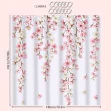1/4 Piezas Juego de baño con Estampado de Flores de Cerezo que incluye Cortina de Baño, Alfombra de Baño, Alfombra en Forma de U para Inodoro, Cubierta para Tapa de Inodoro, Cortina de Ducha Impermeable, Cortina de Moda, Cortina Divisoria de Baño Moderna, Sin Necesidad de Perforar, Poliéster, Lavable a Máquina
