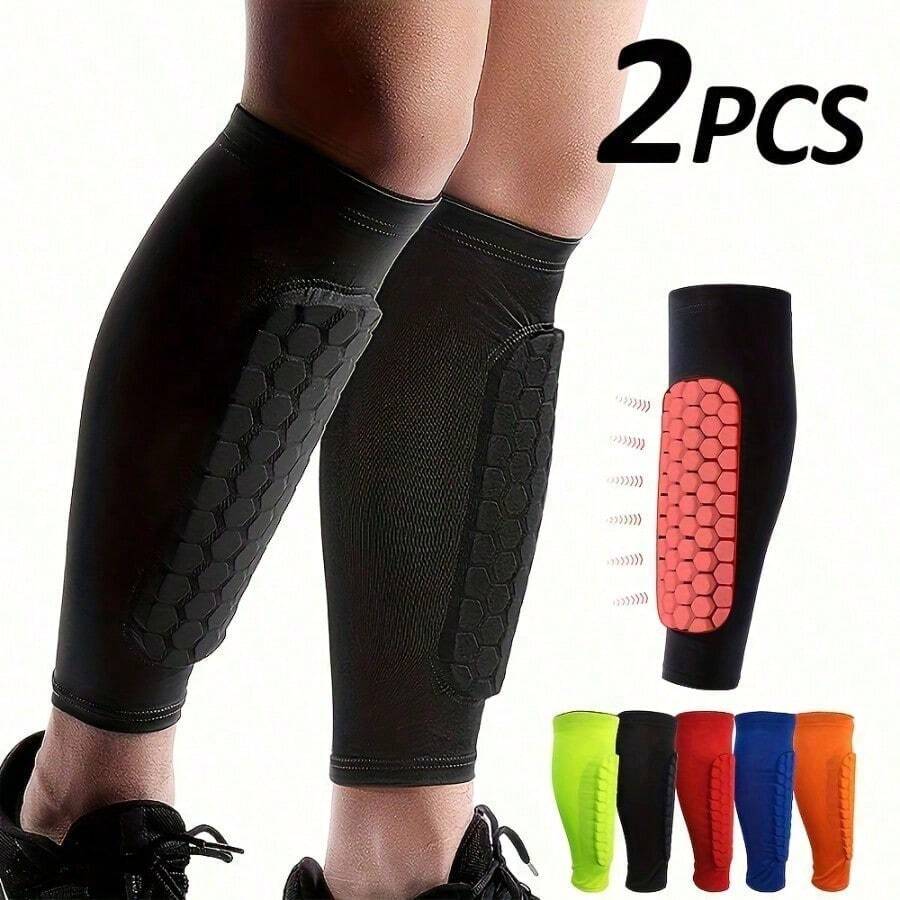 [Shin Guard Protector] 2pcs Lightweight Soccer Shin Guard Calf Pad - Shin Compression Sleeve With Honeycomb Pad, Support Protector For Shin Splint Baseball Boxing Kickboxing MTB
