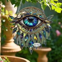 1 pezzo Decorazione in acrilico a 2D piatto con occhio di diavolo e cattura-sole, decorazione da esterno creativa, decorazione per casa, perfetta per decorare stanze, camere da letto, finestre, caffè, regalo ideale per famiglia e amici. - Catena porta-tag in acrilico - Visualizzare 5