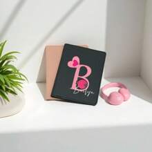 1 Peça Porta-Passaporte de Couro PU Personalizado com Coração Rosa e Letra em Inglês Impressa, Nome Personalizado para Casais, Amigos, Aniversário, Viagem, Feriado, Presentes Corporativos