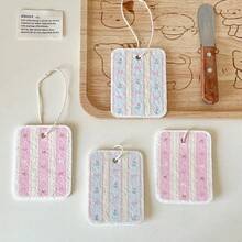 可爱郁金香和樱桃图案洗碗布，超强吸水洗碗海绵