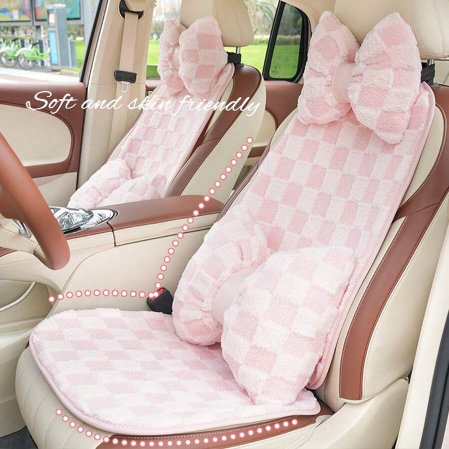 美容车用保暖加厚防滑座垫毛绒舒适汽车座椅垫毛绒汽车座垫简易座垫四季通用。