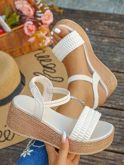 1 par de sandalias casuales de plataforma gruesa de verano para adolescentes, de moda y versátiles (corren 1 talla talla grande pequeñas)