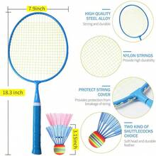 PULEEBO - Raqueta de bádminton para niños, juguetes deportivos para niños con volantes, juego de bádminton para niños y adultos, juego deportivo exterior - 2 blancos 2 rosas - Ver 12