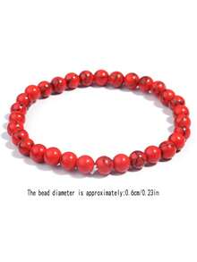 1 cái, 4 cái Vòng tay hạt đá mã não đỏ tự nhiên phong cách Trung Hoa cổ điển mới có thể xếp chồng lên nhau cho cặp đôi nam nữ Vòng tay màu đỏ Bộ hạt tròn đá đỏ thủ công nguyên chất - Đỏ - Xem 8