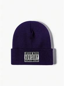 1 chiếc mũ len đan thêu chữ "ADVISORY", mũ len trượt tuyết Hip Hop ấm áp co giãn cho mùa thu/đông, trang phục thu thời trang Y2K - mũ dệt kim - Xem 7