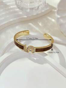 1 pulseira de cobre banhada a ouro 14k elegante e luxuosa com pedras de zircônia, joia feminina para presente