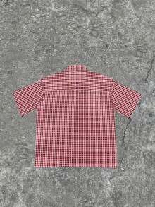 Men's Plaid Short Sleeve Single-Breasted Casual Shirt, Summer - Red - View 3