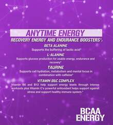 EVL BCAAs Aminoácidos en Polvo - Polvo BCAA pre-entrenamiento para la recuperación muscular, el crecimiento magro y la resistencia - Bebida rehidratante de recuperación post-entrenamiento con cafeína natural - Limonada rosada - Uva increíble - Ver 4