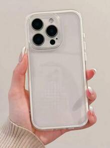 1 pezzo Custodia per telefono alla moda e minimalista, bianca con bordo trasparente, 2 in 1, adatta per
