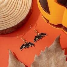 1 par/6 pares de pendientes novedosos y de moda con diseños de gato, murciélago, momia y escoba de bruja para mujeres, regalos de fiesta de Halloween para amigos