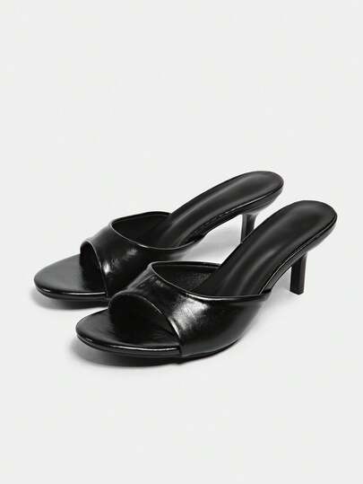 New Summer Women Shoes Lacquered Effect Mule Style Pointed Toe High Heel Sandals [Please Refer To Size Chart For Recommendation],Kitten Heels