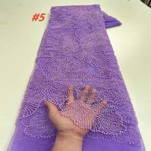 Luxury African Heavy Beads Lace Fabric 2025 High Quality Nigerian French Mesh Sequined Lace Material For Women Wedding Dresses Sewing