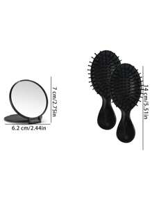 6/12 piezas Espejo de maquillaje pequeño y redondo, plegable y portátil, para uso diario y de viaje, regalo para el Día de la Madre (Negro)