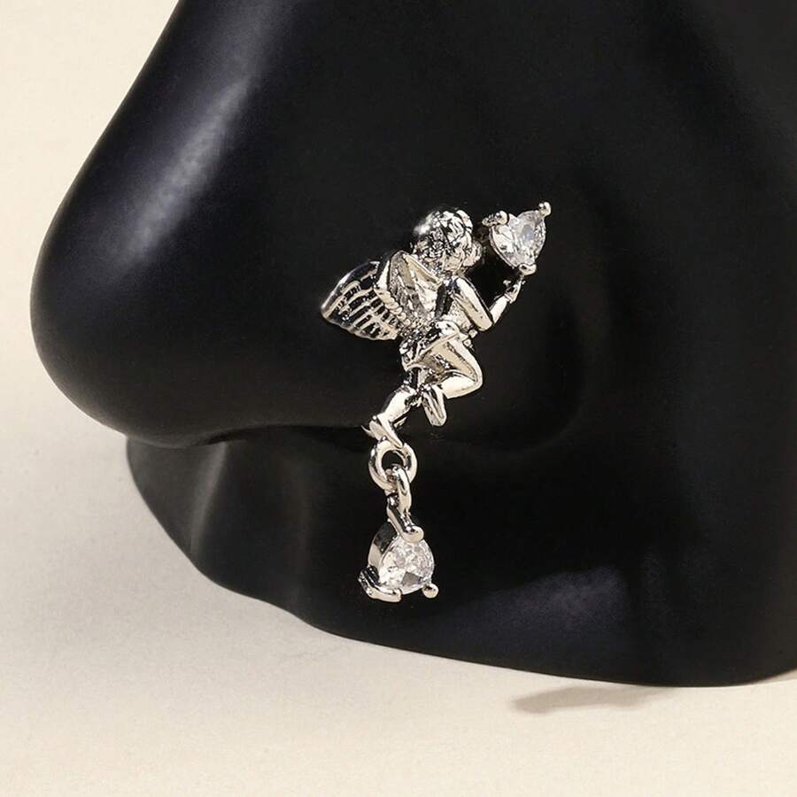 1 Pc U-Shaped Sexy Nose Clip Cupid Non Piercing Nose Accessory Fake Nose Nail Non Piercing Human Puncture Accessory - 銀色 - 查看 1