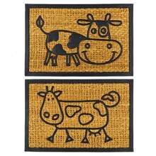 Coir Front Door Mat - Stylish Cursive Design Natural Coconut Fiber Entryway Doormat For Outdoor Use - Set Of 2 - Durable & -Friendly Floor Mats