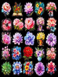 50sheets Decorative Stickers, Laser Flower PET Transparent Sticker Hand Account Waterproof Stickers For Scrapbook Label Diary Stationery Album Telephone Journal Planner - Multicolor - View 7