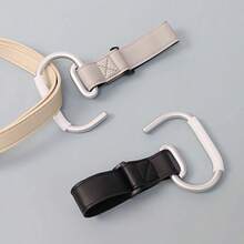 2pcs Leather & Aluminum Alloy Universal Stroller Hooks, Versatile Hooks For Hanging Bags, Diapers, Suitable For Strollers, Prams, Pushchairs, Electric Vehicles, Large Size Aluminum Alloy Hanging Hooks