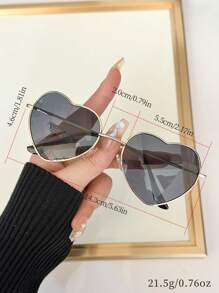1 buc Ochelari de soare în formă de inimă cu ramă metalică casual pentru femei, ochelari versatili la modă pentru zi cu zi, plajă, călătorii, petrecere, festivaluri de muzică Y2K, nuanțe de inimă