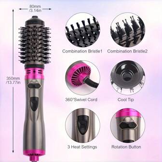 K·SKIN [EU Standard] Hot Air Brush, Multi-Functional Styling Wet & Dry Curling & Straightening Hair Styler, Hair Dryer Brush, Big Curl Hot Air Brush, Volumizing Blow Dryer Brush, Curling Iron Brush