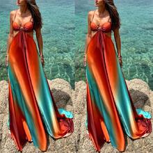 Sexy 2025 New Sexy Strap Gradient Color Island Style Dress Beach Long Dress - Picture Color - View 2