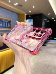 1 件粉色紫色大理石纹防震电镀相机 UV 印花保护手机壳适用于三星/Galaxy/Infinix/Redmi/OPPO/VIVO/Realme 防水防摔防刮 - 粉色 - 查看 7