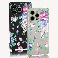 Funda para teléfono (1 unidad). Diseño con estampado floral azul. Incluye orificios para colgar en las cuatro esquinas. Compatible con 16 Plus, 14, 13 Pro, 15 y 12. Funda blanda impresa en TPU. - Colores mixtos 2 - Ver 2