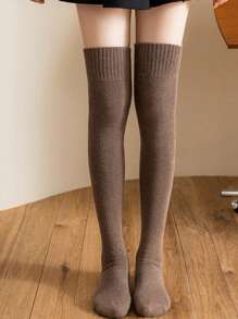 1 para nowych damskich skarpetek za kolano, gruba termiczna podszewka, ciepłe skarpetki za kolano na jesień i zimę, Y2k