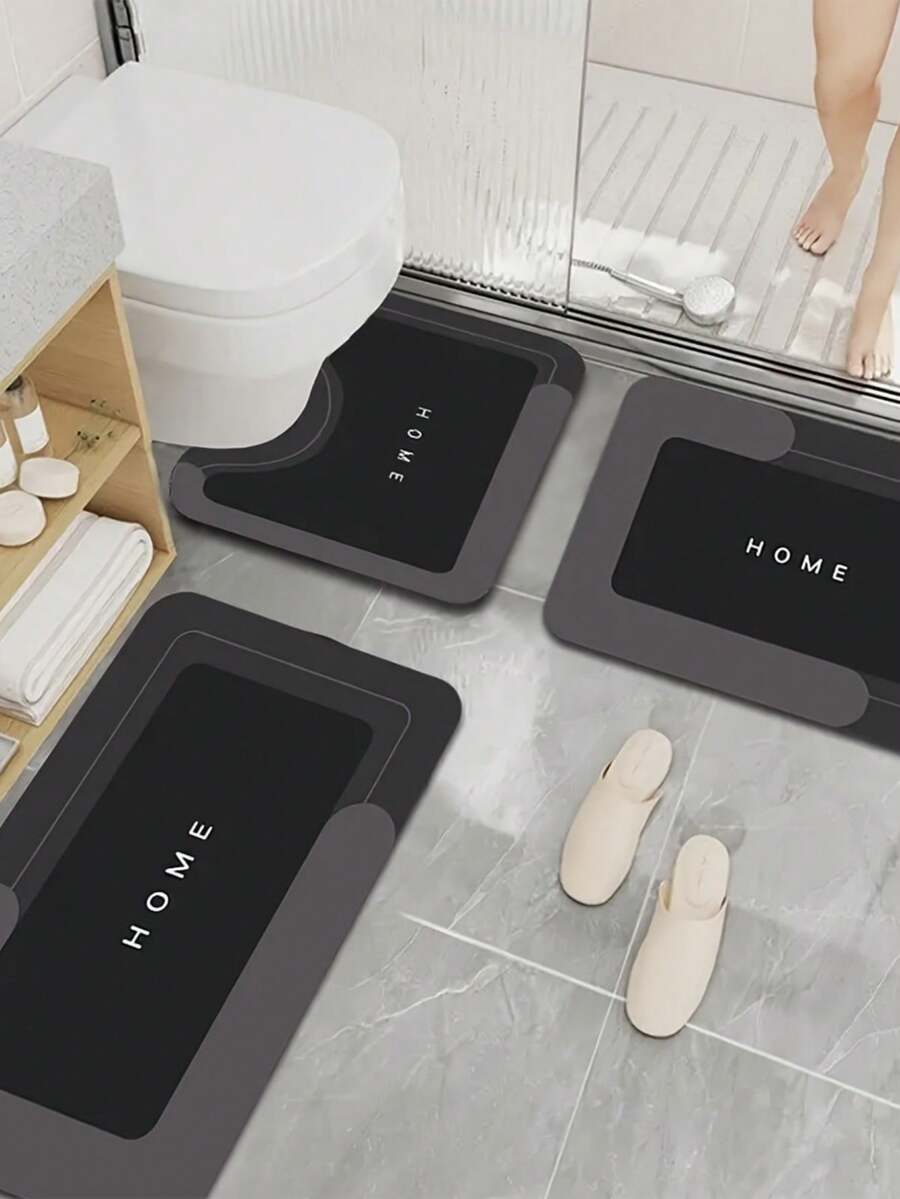 1片装简约硅胶防滑浴室垫，U型吸水垫，适用于洗手盆、浴室地板和地毯，防污且可机洗，适用于各种场景 - 彩色 - 查看 1