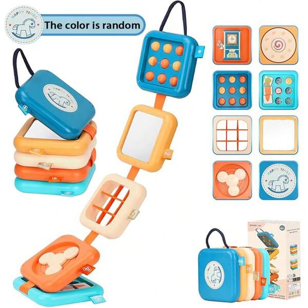 Busy Board Toy Suitable For 1 Year Old, 1-3 Years Old Toddlers Travel Toy, Montessori Busy Cube, Toy Gift For 1 Year Old Boys & Girls - Color Random