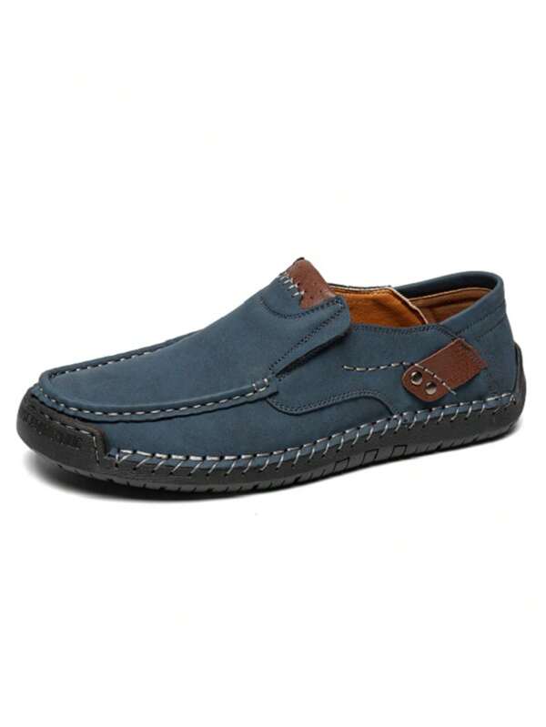 2025 New Men's Handmade Casual Leather Shoes, Breathable Summer Slip-On Loafers, Men's Driving Shoes, Soft Outsole, Outdoor, Plus Size, All Season