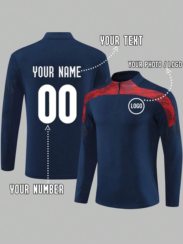 Chaqueta deportiva de entrenamiento transpirable y de secado rápido con diseño personalizado de gráficos, logotipo, nombre y número, adecuada para el entrenamiento diario, actividades grupales y partidos de fútbol, para otoño/invierno, para hombres y mujeres.
