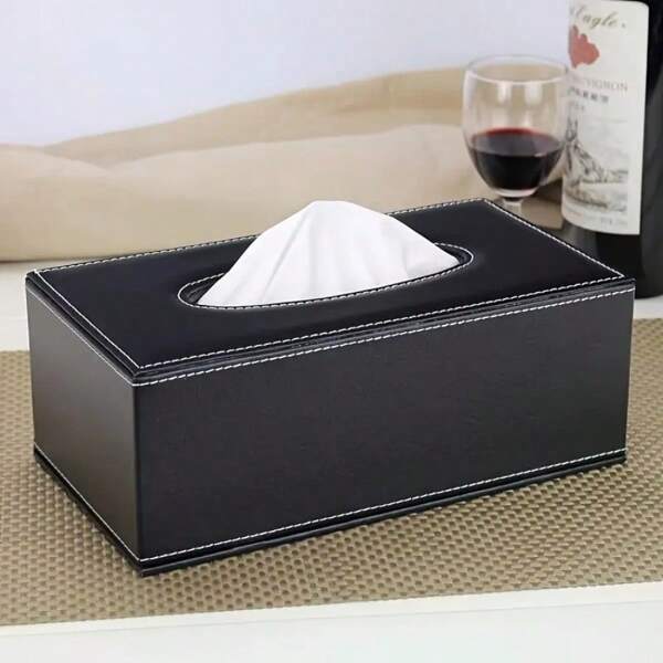 1 pieza Cubierta de caja de pañuelos de cuero, diseño minimalista para uso en el hogar, sala de estar, hotel, coche