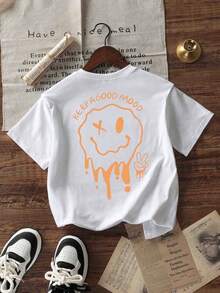 Tween Boys Casual Printed Round Neck Short Sleeve T-Shirt, Summer Tops - White - View 3