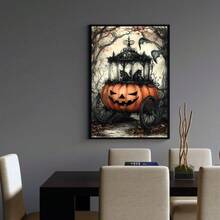 1 幅南瓜马车壁画万圣节印刷帆布画秋季海报怪异哥特式装饰卧室客厅办公室房间装饰无框 - 彩色 - 查看 5