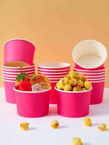 25/10pcs Set Disposable Solid Color Paper Bowls, Party Cups, Ice Cream Cups, Snack Boxes, Birthday Party Decorations, Family Party, Picnic, Restaurant, Takeout Disposable Tableware Supplies - Multicolor - View 12