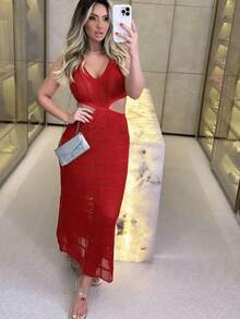 Octavia Dress - Red - View 3