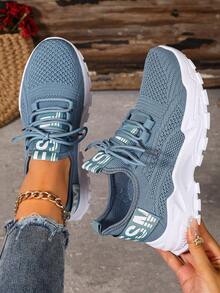 New Women's Fashion Casual Shoes, Solid Color Lace-Up Sneakers, Breathable Outdoor Running Shoes, Low-Top Comfortable Plus Size Women's Shoes, PVC Lace-Up Ladies Shoes, Breathable Comfortable Lightweight Soft Fitness Gym Outdoor Holiday Women Shoes