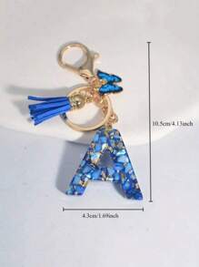 1pc Blue Alphabet Initial Letter Keychain Cute Butterfly Resin Key Chain Ring Bag Backpack Charm Car Key Pendant Women Daily Use Gift
