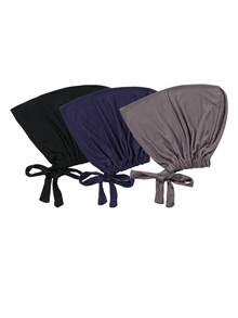 1pc Women Modal Solid Color Drawstring Elastic Headscarf Cap Sleep Bonnet - Strappy Bottom Hat - View 30