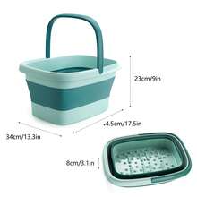 Collapsible Foot Bath Basin Foot Soak Tub, Foot Soaking Tub With Massage Acupoint For Feet Soaking, Pedicure Foot Spa, Multifunction Plastic Bucket With Handle, Home Spa Treatment Back To School - Green - View 6