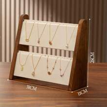 1pc Walnut Wood Color Jewelry Display Stand, High-End Jewelry Counter, Displaying Props Such As Bracelets, Watches, Necklaces, And Ring Racks For Women Storage Organizer Travel Essentials Back To School Dormitory Storage
