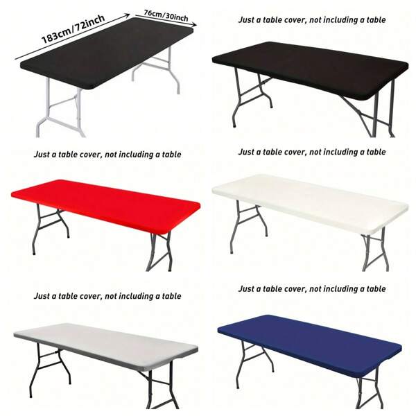 1pc 72.05inch (6ft) Rectangular Elastic Tablecloth - Solid Color Elastic Table Cover, Suitable For Indoor Events, Parties, Banquets, Exhibition Table Decor - Machine Washable Product