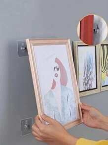 50 paquets de crochets adhésifs en plastique pour photos, clous sans perçage sans trace, crochets muraux adhésifs puissants pour photos et affiches, accessoires de montage de décoration murale