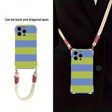 Funda para teléfono 1 pieza Una elegante correa para el hombro tipo bandolera, patrón Correa para el hombro tipo bandolera Correa de mano anticaída de cuatro esquinas Funda protectora para teléfono móvil Puede colgarse hacia atrás Funda para teléfono móvil suave adecuada para la serie 12 13 14 15 16 Pro Pro Plus - - Colores mixtos 1 - Ver 4