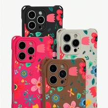 Funda para teléfono (1 unidad). Diseño con estampado floral de dopamina. Incluye orificios para colgar en las cuatro esquinas. Compatible con 12 Pro, 16, 15, 14 Plus y 13. Funda blanda impresa en TPU. - Colores mixtos 1 - Ver 5