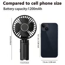 1 pieza Ventilador de clip para paraguas de 1200mAh, plegable y ajustable 90°, esencial para el verano, regreso a la escuela, campamento al aire libre, picnic, oficina, viaje