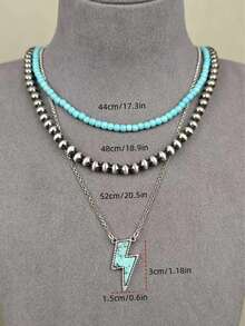 Collar colgante con rayo de imitación de perla y turquesa para mujeres, perfecto para fiestas, viajes y vacaciones - estilo 1 - Ver 5